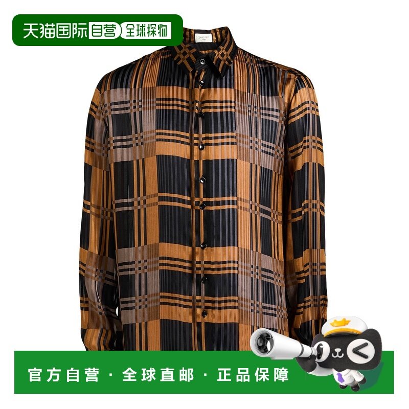 1h可退 香港直邮Saint Laurent 圣罗兰 男士 格纹衬衫 black黑色,男装,衬衫,淘宝优惠券,粉丝福利购,淘宝优惠卷
