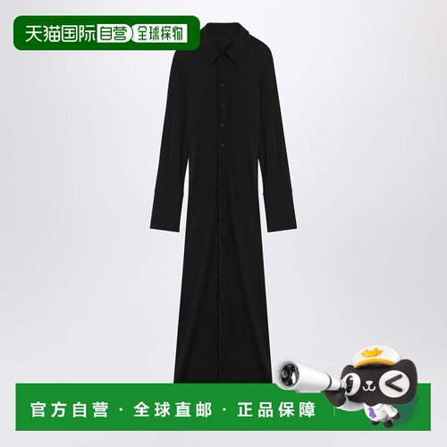 1h可退 香港直邮Sportmax 斯宝麦斯 女士 dress 黑色衬衫式粘胶纤