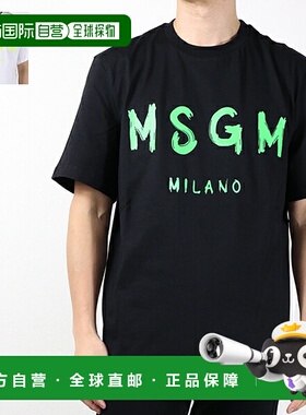 日本直邮MSGM 徽标 T 恤 3640MM510F 247002 男士短袖圆领棉质徽