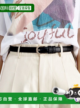 日本直邮florge 简约细款PU皮革圆形扣通用腰带 FL8218EW06260 腰