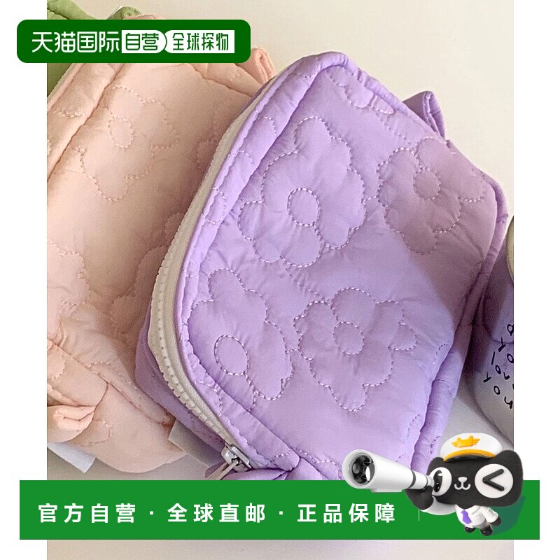 日本直邮florge 花卉绗缝方形化妆包/旅行包 FL8218DW08092 化妆