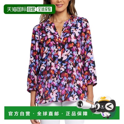 自营NYDJ Petite 3/4 Sleeve Pintuck Blouse - multi 美国奥莱直