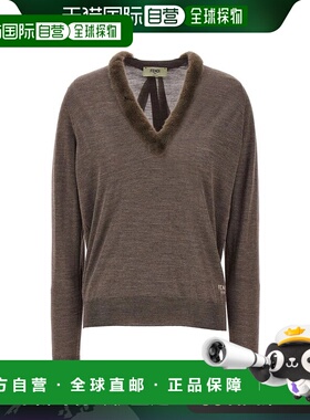 香港直邮FENDI 女士衬衫 FZXC82ATPE1 SS2025 棕色 Fendi Wool An