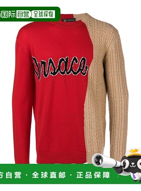香港直邮Versace logo嵌花针织羊毛毛衣 A80076A226215A903C