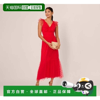 自营Adrianna By Adrianna Papell Dot Tulle Dress Women's Red