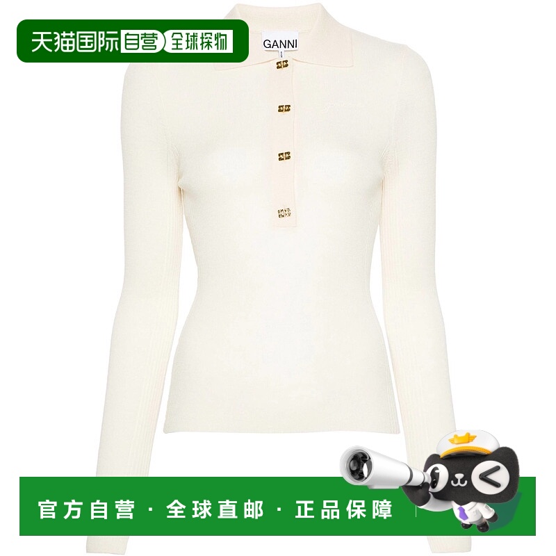 香港直邮GANNI 女士针织毛衣 K2322135 AW2024 白色羊毛长袖