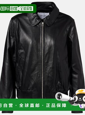 1h可退 香港直邮YVES SALOMON 女士 皮革夹克 black黑色 舒适时尚