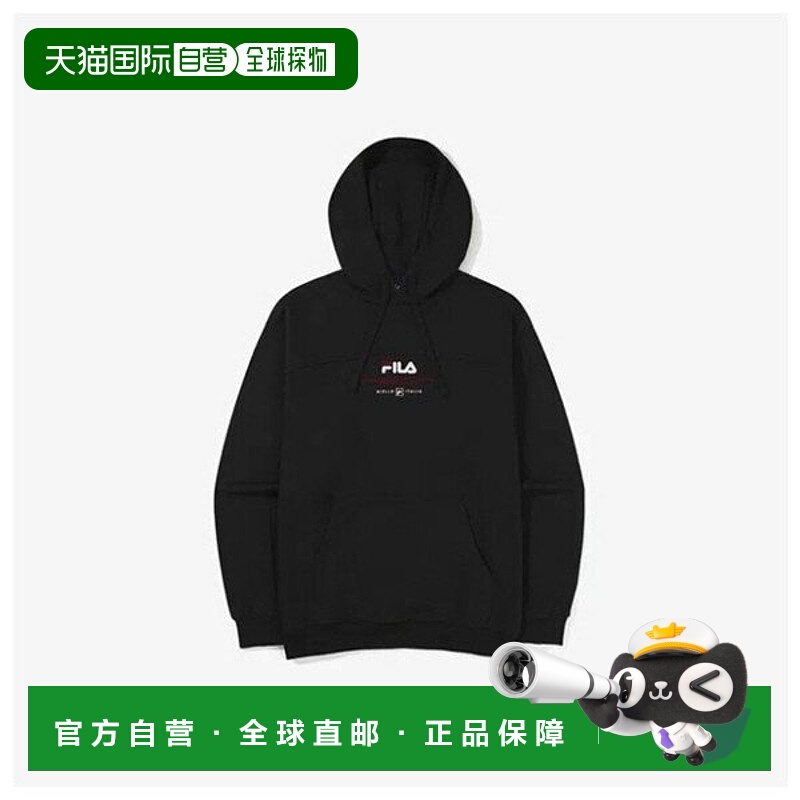 韩国直邮FILA Wheela 连帽衫 KQC FS2POG3112X-BLK 撞色徽标连帽