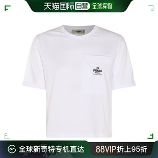 女士 香港直邮潮奢 芬迪 白色棉质T恤 Fendi FS9619ANQS
