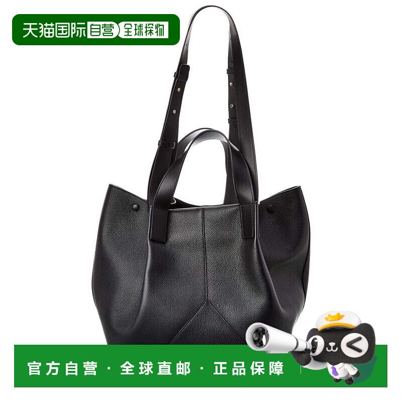 自营Victoria Beckham中号皮革手提包-黑色 美国奥莱直发托特包
