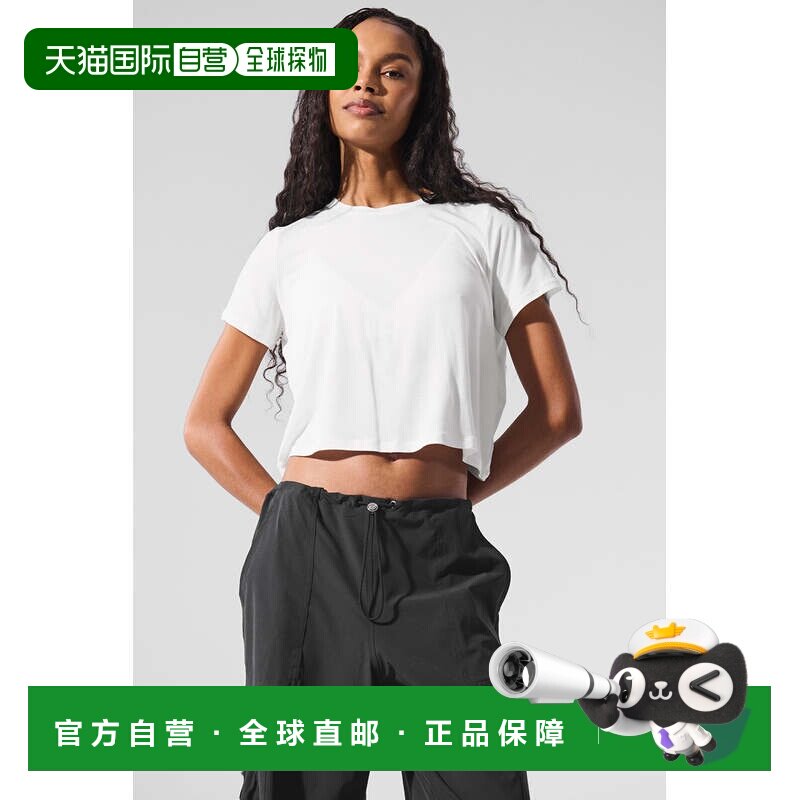 香港直邮alo yoga  短款纯色休闲圆领套头短袖 T恤 女款w1444rWhi图片