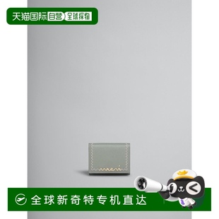 Symbol 欧洲直邮MARNI Marni 灰色皮革三折钱包 刺绣 带