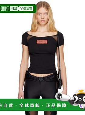 1h可退 香港直邮versace 范思哲 女士 黑色贴饰 T恤 E78HAH618EJ0