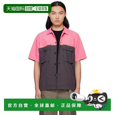 1h可退 香港直邮潮奢 Sacai 男士 粉色 & 灰色成衣染色衬衫 25036