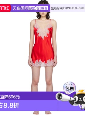 1h可退 香港直邮潮奢 SKIMS 女士 红色 Silk Lace Mini 衬裙 LGSL