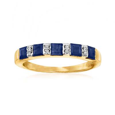 自营Ross-Simons Sapphire Ring With Diamond Accents in 18kt G