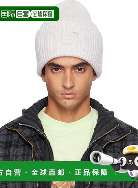 香港直邮Acne Studios 艾克妮 男士 灰色 Large Face Logo 毛线帽