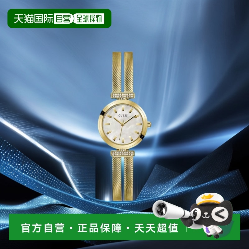 【美国直邮】GUESS 女士 28mm 金色不锈钢与网状表带模拟手表 珍