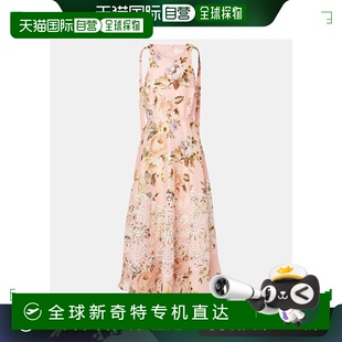 0013 香港直邮ZIMMERMANN 女士 Acacia 英格兰刺绣亚麻中长连衣裙