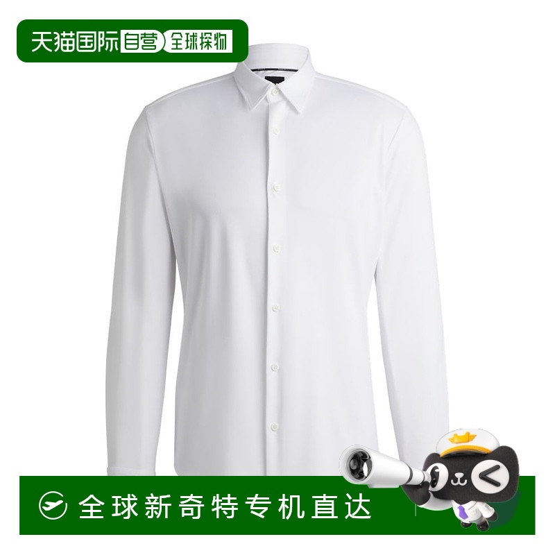 自营bossSlim-fit shirt in structured performance-stretch fab