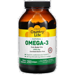 香港直发country life欧米伽 3鱼油保护心血管200粒胶囊脂肪酸