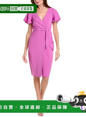 自营 Elie Tahari Faux Wrap Dress - purple 美国奥莱直发连衣裙