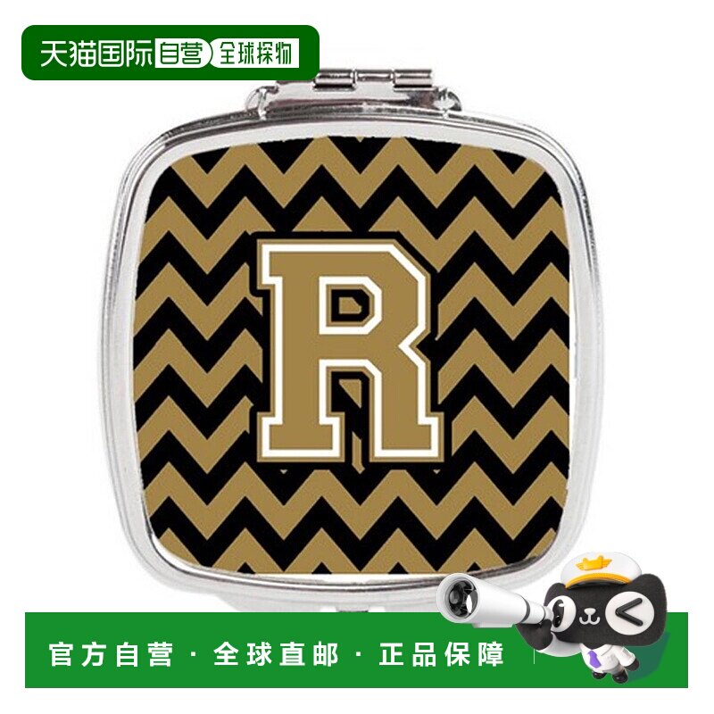 自营 Carolines Treasures CJ1050-RSCM 字母 R 雪佛龙黑色和金色