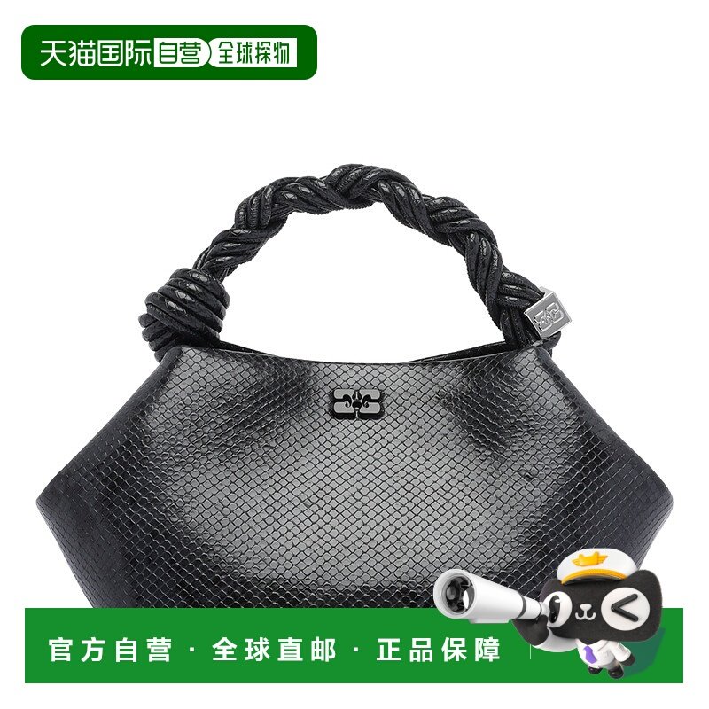 香港直邮GANNI 女士手提包 A7261150 AW2025 黑色 徽标单肩包