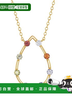 自营 simona纯银彩虹 CZ 开口梨形吊坠耳环 - 镀金 - 金色 美国奥