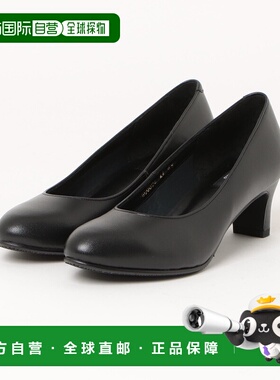 1h可退 日本直邮卑弥呼 女士防水5cm圆头黑色高跟鞋 600006牛皮