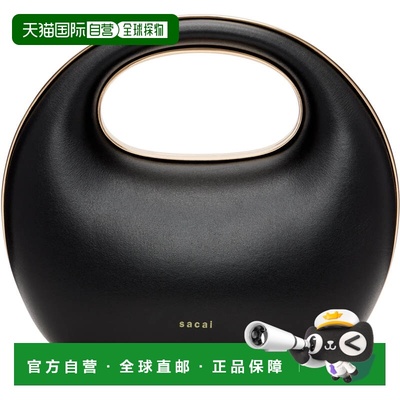 1h可退 香港直邮Sacai 女士 黑色 Leather Round 手提包 S12401