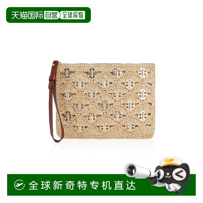 1h可退 香港直邮Rabanne 女士 精饰拉菲草编织小包  舒适时尚