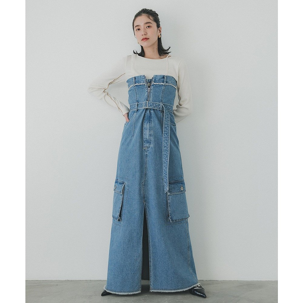 PUBLIC TOKYO女士牛仔无肩带连身裙 163210006