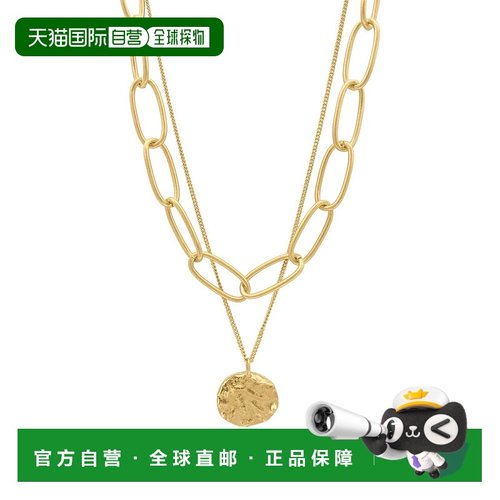 自营 adornia14k 镀金椭圆形链条和硬币吊坠多层项链 - 金色 美国