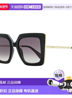 自营 Max Mara 女士 Design4 太阳镜 MM0051 01B 黑色/金色 52 毫