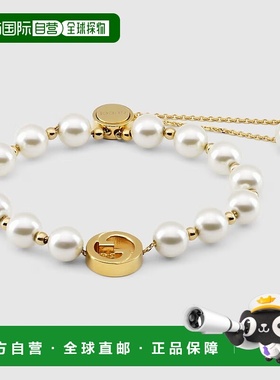 自营欧洲直邮Gucci/古驰 Interlocking系列女士浅金色黄铜镂空圆G