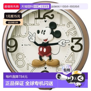 日本直邮SEIKO精工FW576B儿童米老鼠石英机芯挂钟音乐报时光感应