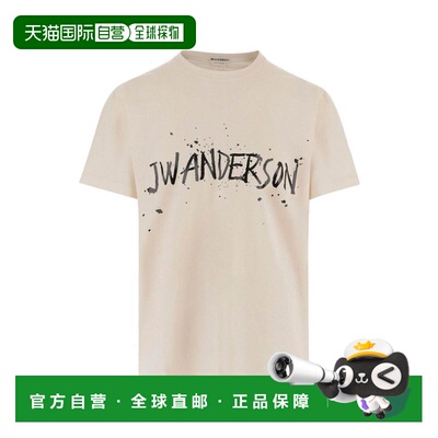 1h可退 香港直邮J.W. Anderson 男士 JW Anderson 徽标印花圆领 T