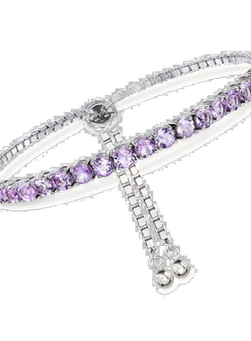 自营925 纯银 Ross-Simons 紫水晶 Bolo 手链 - 紫色 美国奥莱直