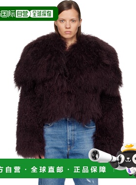 1h可退 香港直邮The Attico 女士 酒红色毛皮飞行员夹克 260WCB00