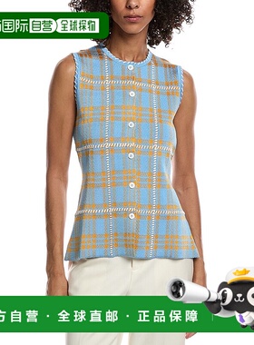 自营Lela Rose Jacquard Plaid Top - blue 美国奥莱直发