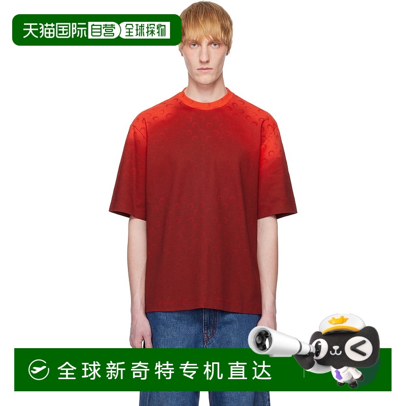 1h可退 香港直邮Marine Serre 男士 红色 Moon Faded Jersey Loos