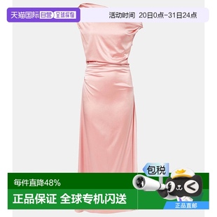 真丝混纺中长连衣裙 1h可退 Elyse 香港直邮Staud pink粉色 女士