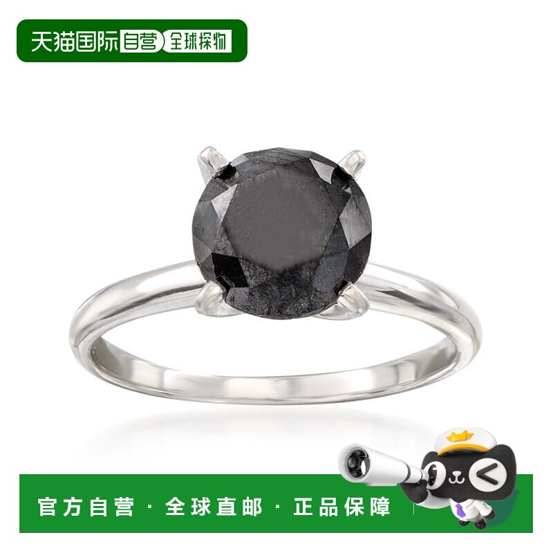 自营Ross-Simons 14 克拉白金黑钻单石戒指 - 白色 美国奥莱直发
