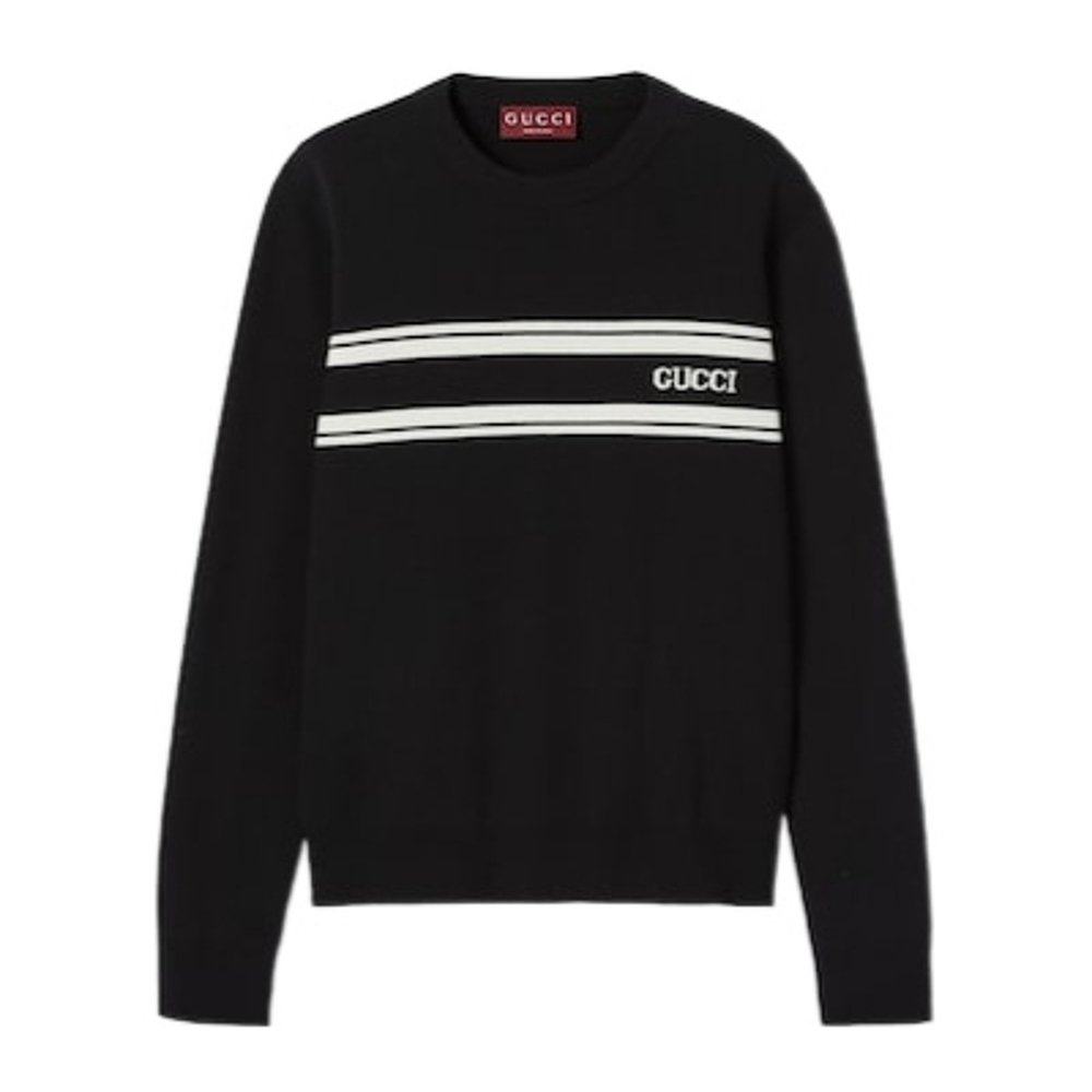 GUCCI 男士针织毛衣 834313XKEZK1070 AW2025 黑色 长袖针织衫