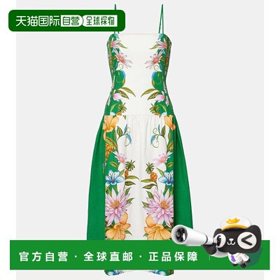1h可退 香港直邮FARM RIO 女士 Sweet Bloom 亚麻混纺中长连衣裙