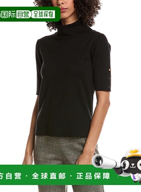 自营T Tahari Elbow Sleeve Turtleneck Sweater - black 美国奥