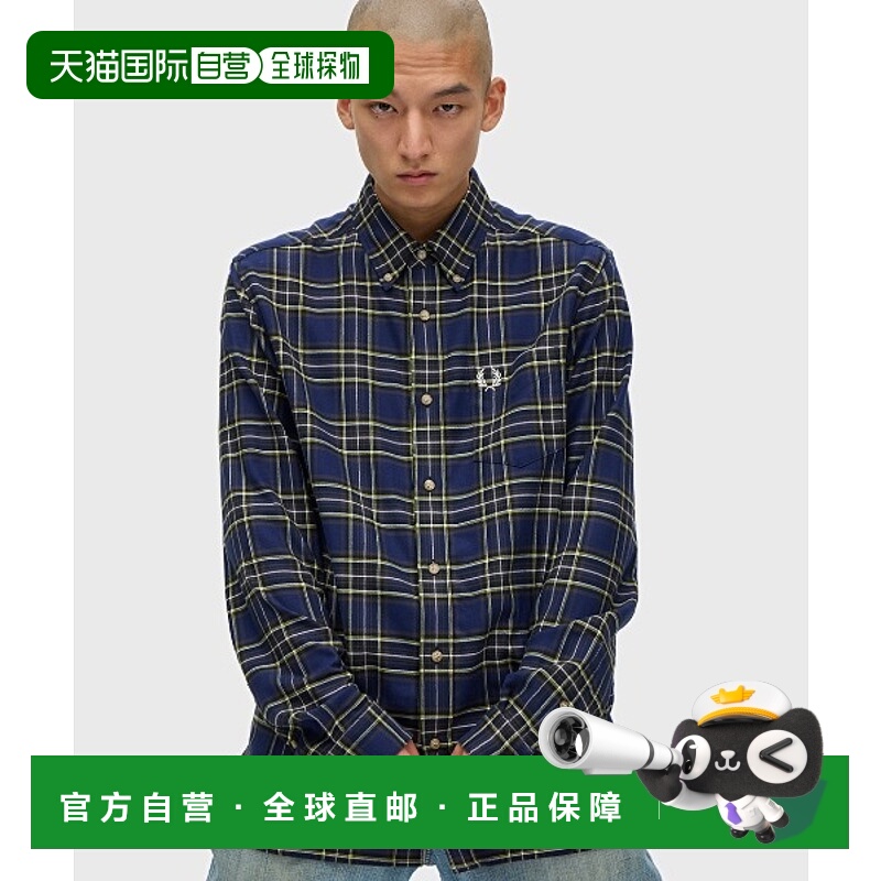 1h可退 日本直邮FRED PERRY 男女同款 起毛质感格纹衬衫 半拉链复
