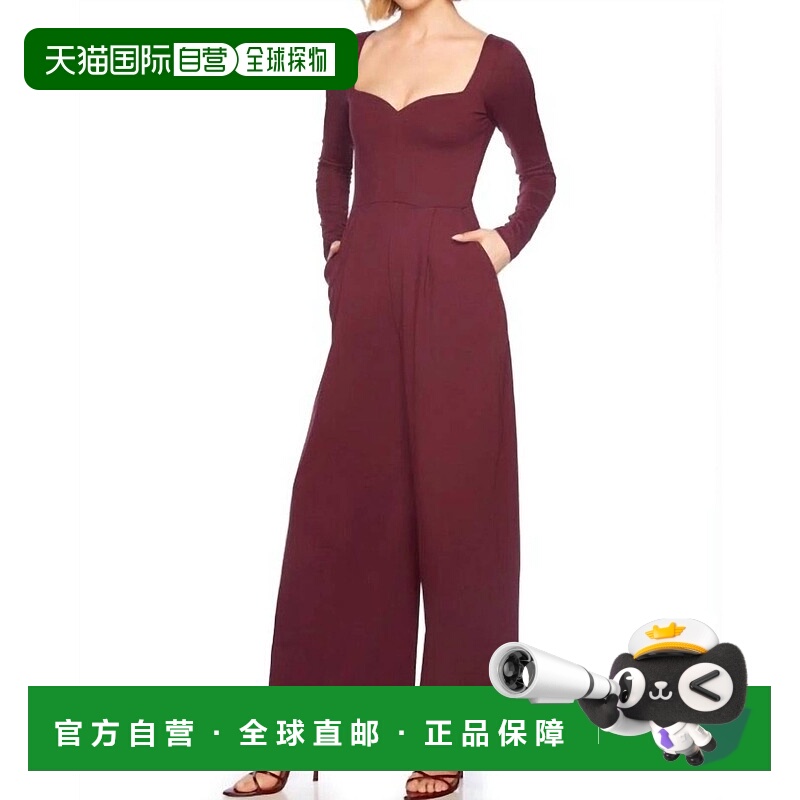 自营susana monacoSweetheart Long Sleeve Jumpsuit In Malbec