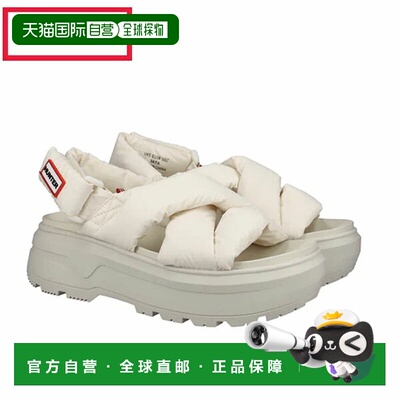 日本直邮Hunter男女通用City Liber帆布奶油色泡泡袖交叉凉鞋（UF